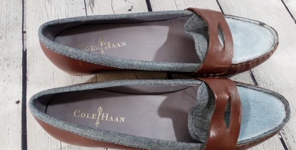 Cole Haan  Leather & Denim Penny Loafer Size 9 - Picture 4 of 6